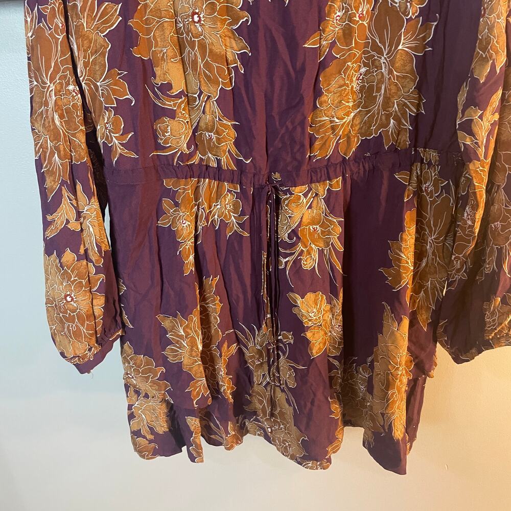 Free People Shake It Floral Printed Mini Dress Berry Combo Sz Small Boho EUC - Picture 11 of 11